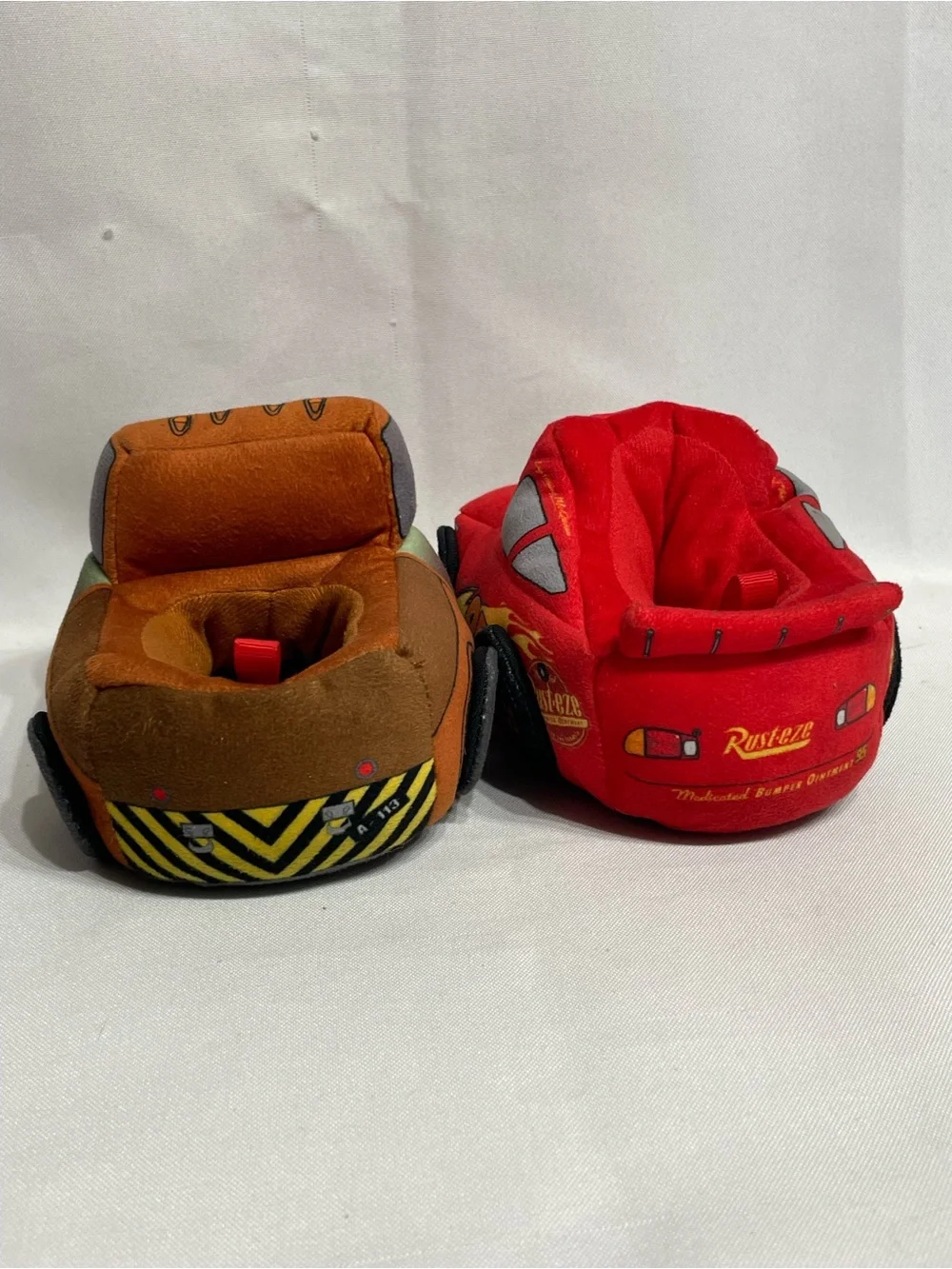Toddler size 7/8 Disney Pixar CARS Lightning McQueen & Tow Mater Plush Slippers
